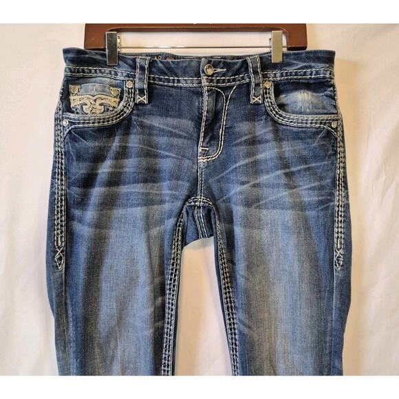 Sold! Rock Revival Womens Embellished Easy Straight Jeans 29 X 30 - Picture 3 of 8